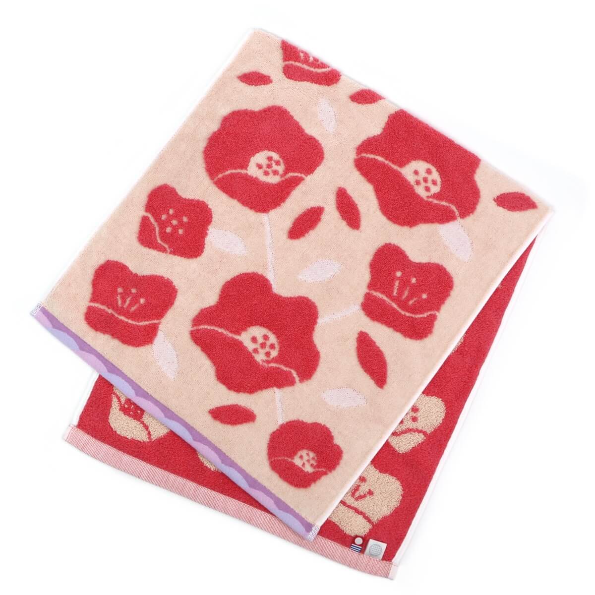 linge de visage japonais Tsubaki rouge