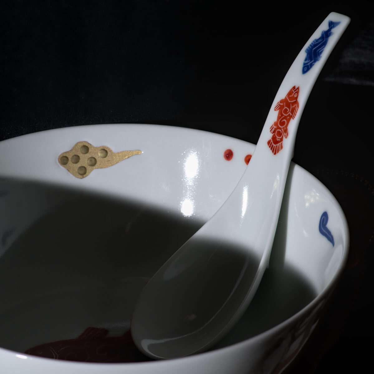 cuillere renge pour ramen deux poissons rouge
